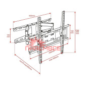 Кріплення (кронштейн) ART UX150 23"-60" для телевізора, монітора ТБ LED LCD OLED ПЛАЗМА настінне похило-поворотне регульоване VESA 50x50~400x400 мм 45 кг