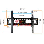 Крепление (кронштейн) LTC LXLCD92 32"-65" для телевизора, монитора TВ LED LCD OLED ПЛАЗМА настенное наклонное VESA 50x50~600x400 мм 55 кг