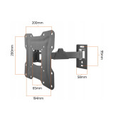 Крепление (кронштейн) LTC LXLCD106 17"-43" для телевизора, монитора TВ LED LCD OLED ПЛАЗМА настенное наклонно-поворотное регулируемое VESA 75x75~200x200 мм 25 кг