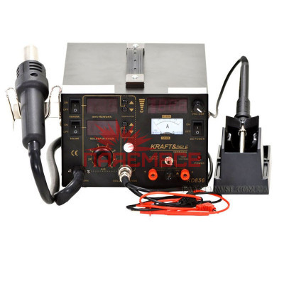 Термоповітряна паяльна станція 3/1 KRAFT&DELE 853DA (KD856) фен+паяльник+лабораторний блок живлення