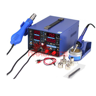 Термоповітряна паяльна станція 3/1 YIHUA (DIOLUT) 853D3A USB фен+паяльник+лабораторний блок живлення