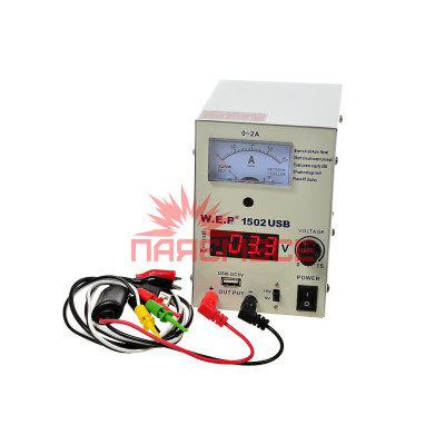 Лабораторний блок живлення W. E. P 1502 USB RF 0-15V/0-2A